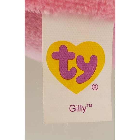 TY Beanie Ballz Gilly the Pink & Black Fish 8" Stuffed Toy Plush Striped 2013 - Picture 5 of 9